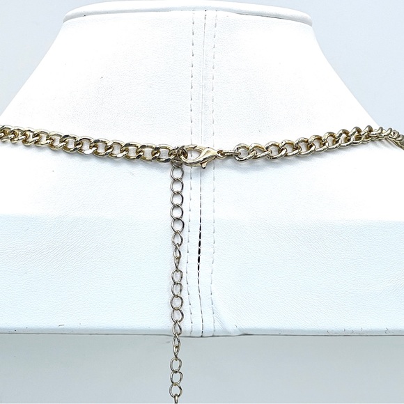 Sparkling Floral Rhinestone+Gold Statement Necklace & Rhinestone Ball Earrings - Picture 5 of 5